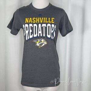 Majestic NHL Nashville Predators Graphic T-Shirt Small S Gray